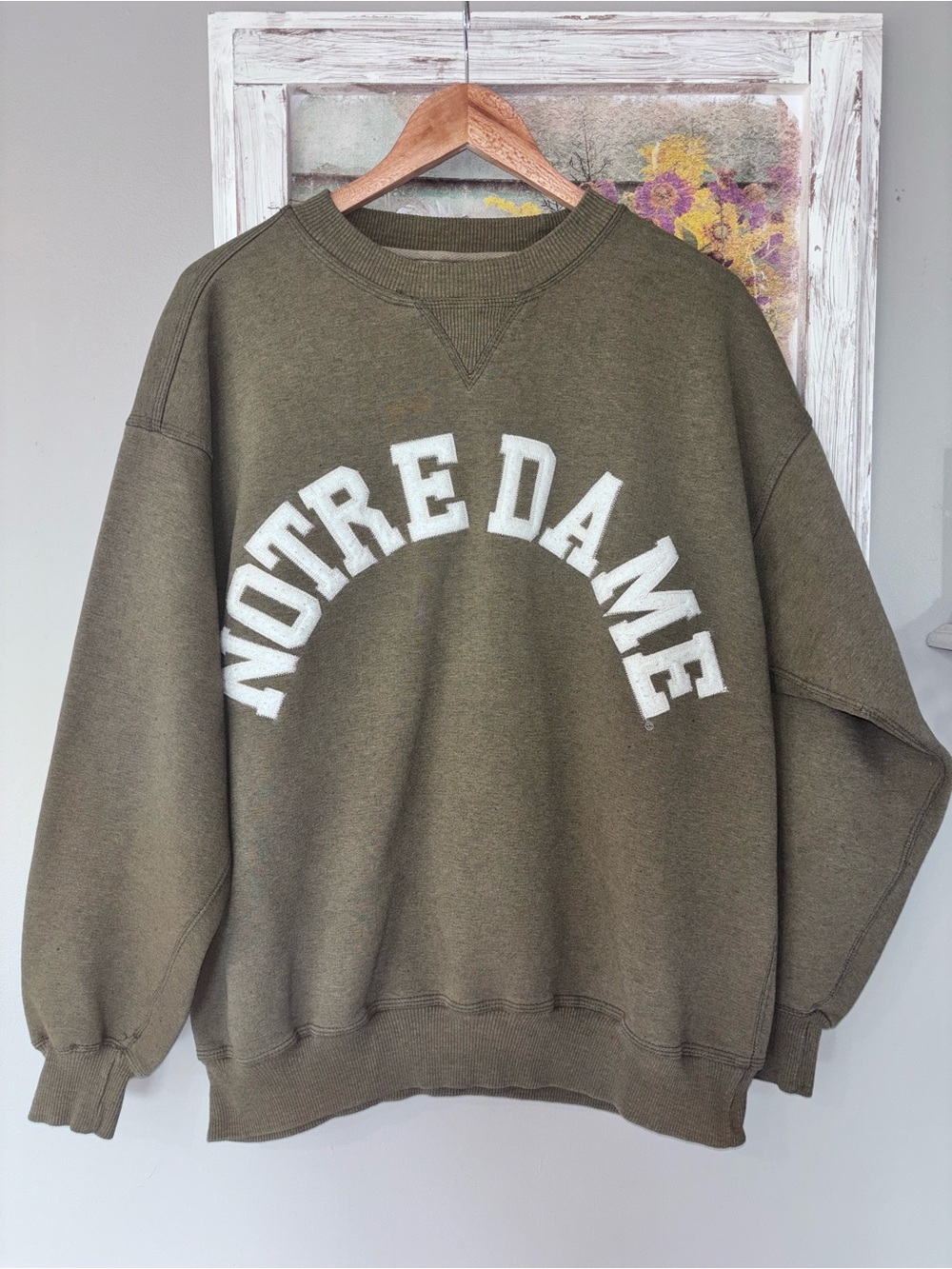 Vintage Olive Green/Brown Notre Dame Crable Sportswear Sweatshirt Large